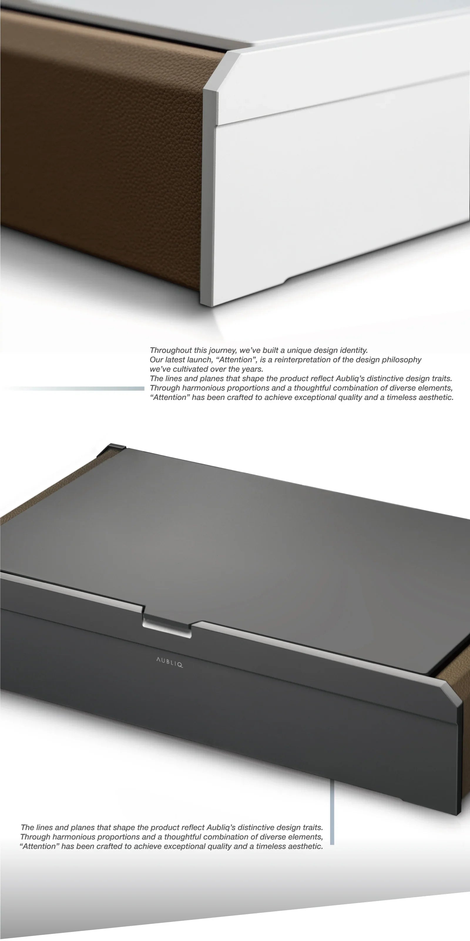 Aubliq 10 or 12 watch box in Silver aluminium and calf leather - view 3