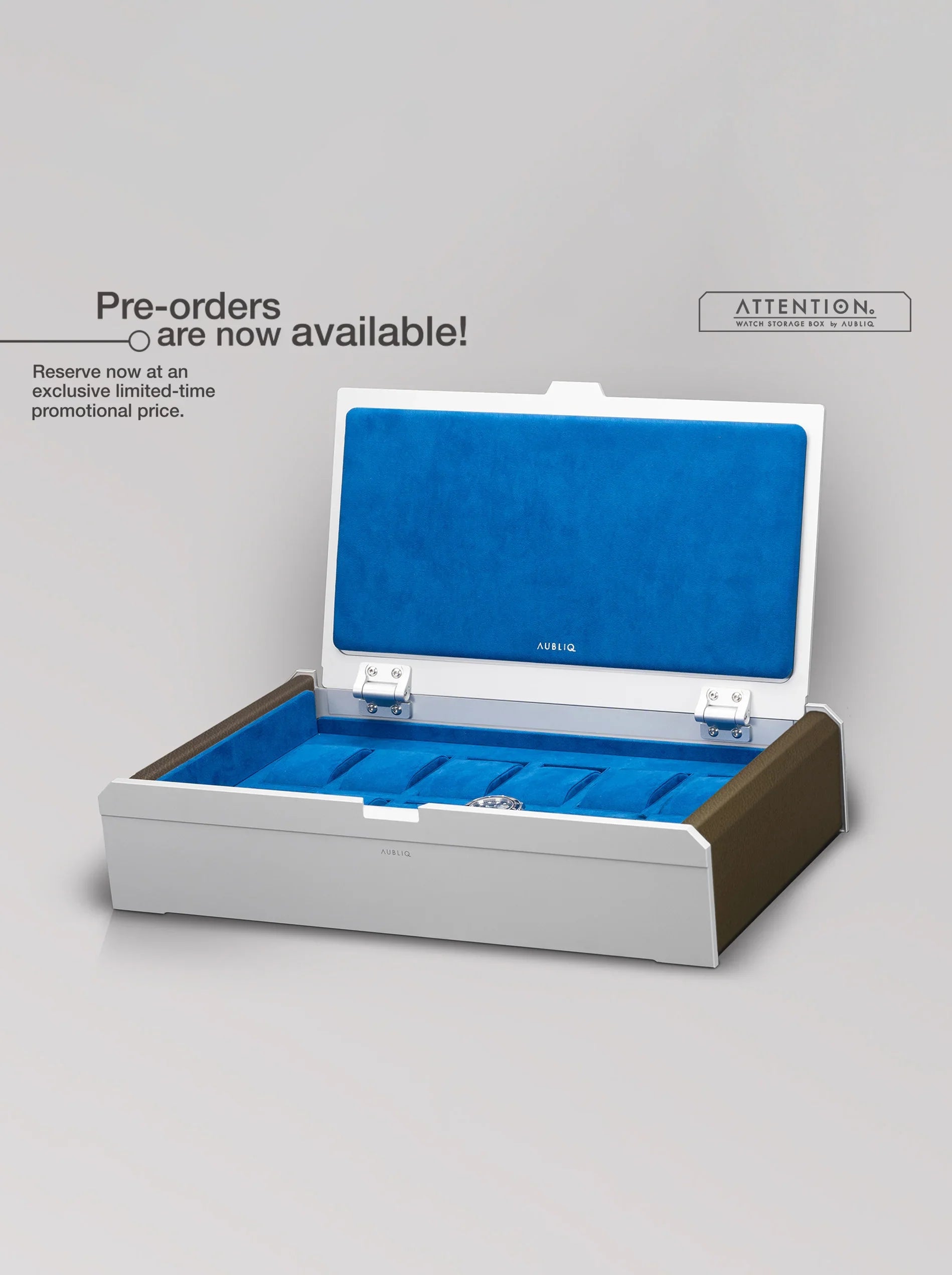 Aubliq 10 or 12 watch box in Silver aluminium and calf leather - watch box