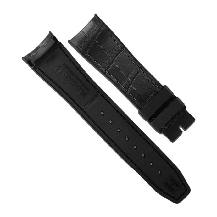 RubberB Alligator SwimSkin SK41 - Black 20mm Strap - alligator leather watch strap
