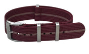 KronoKeeper ribbed nato strap - Burgundy/Khaki - NATO nylon watch strap