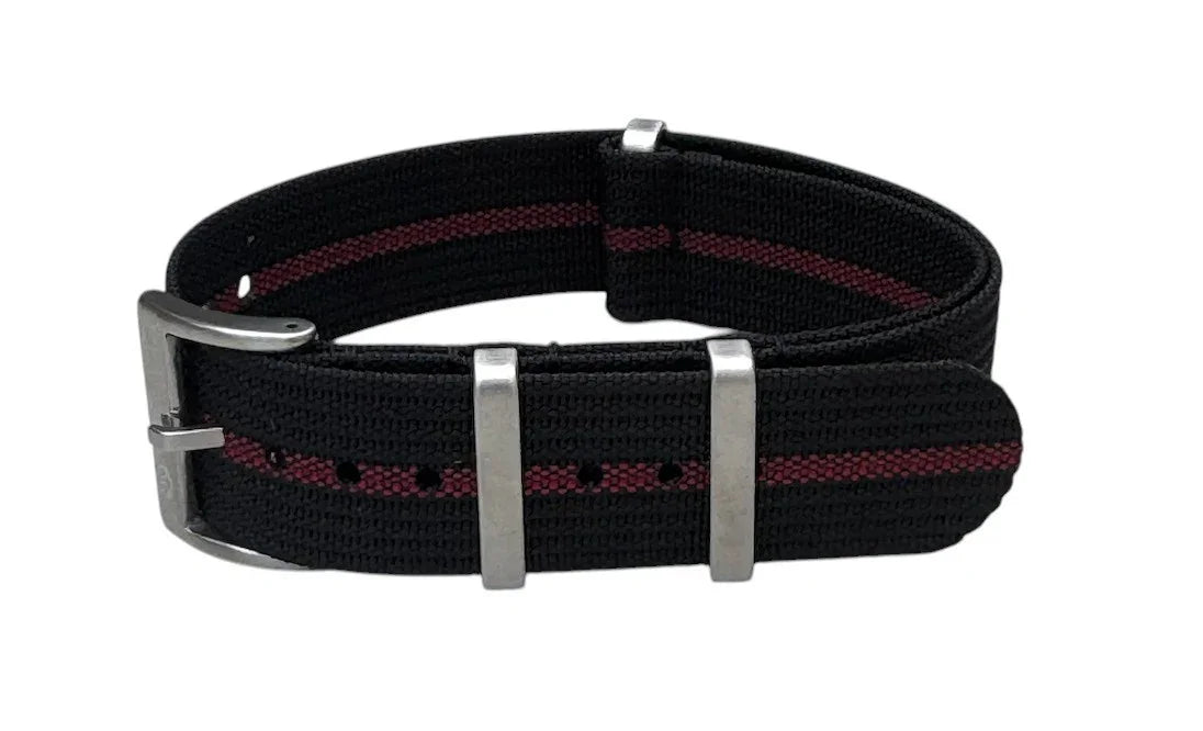 KronoKeeper ribbed nato strap - Black/Red - NATO nylon watch strap