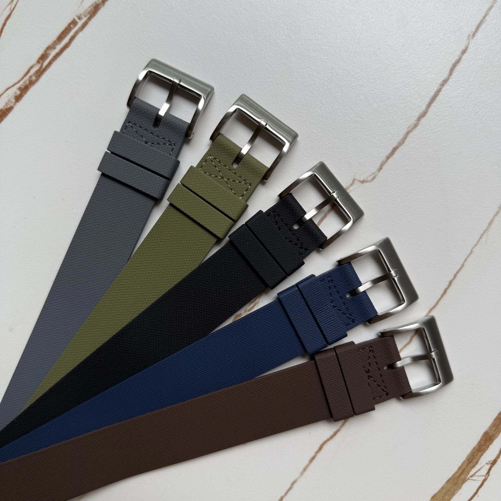 NATO strap KronoKeeper in FKM Rubber - Brown - detail