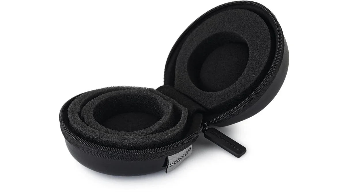 Watch Box Donut, small, hard case, shiny artificial leather, black - detail