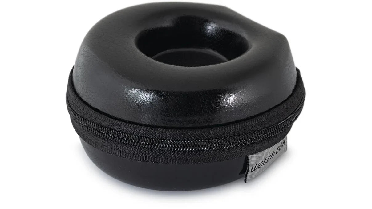 Watch Box Donut, small, hard case, shiny artificial leather, black - watch box