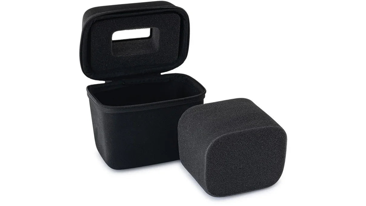 Watch Box hard case with viewing window, textile cover, matt shiny, black - detail