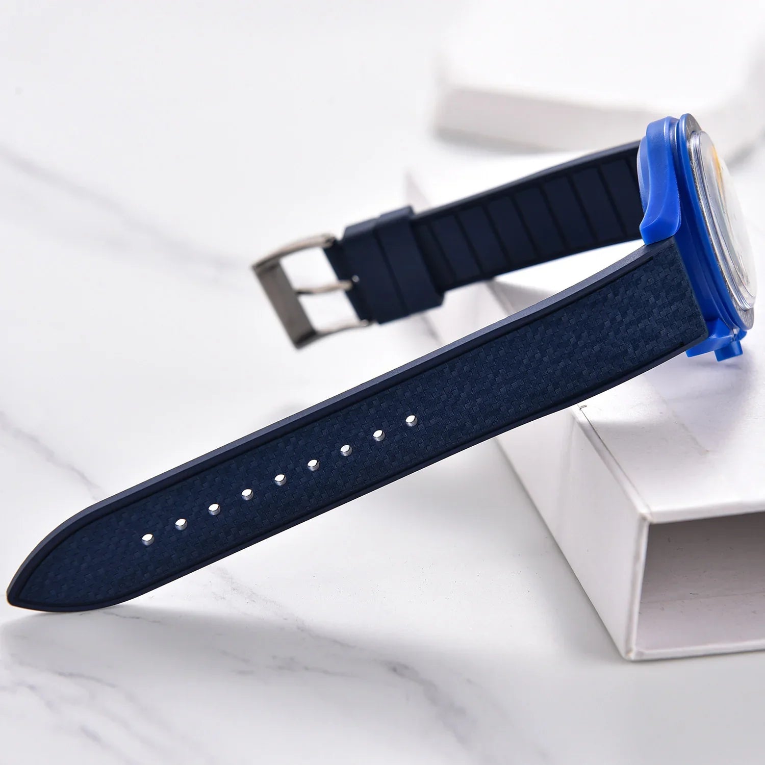 KronoKeeper mosaic Rubber Strap - Navy Blue - detail