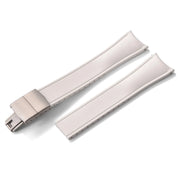 KronoKeeper curved adjustable Rubber Strap with deployant clasp - White - rubber watch strap