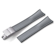 KronoKeeper curved adjustable Rubber Strap with deployant clasp - Grey - rubber watch strap