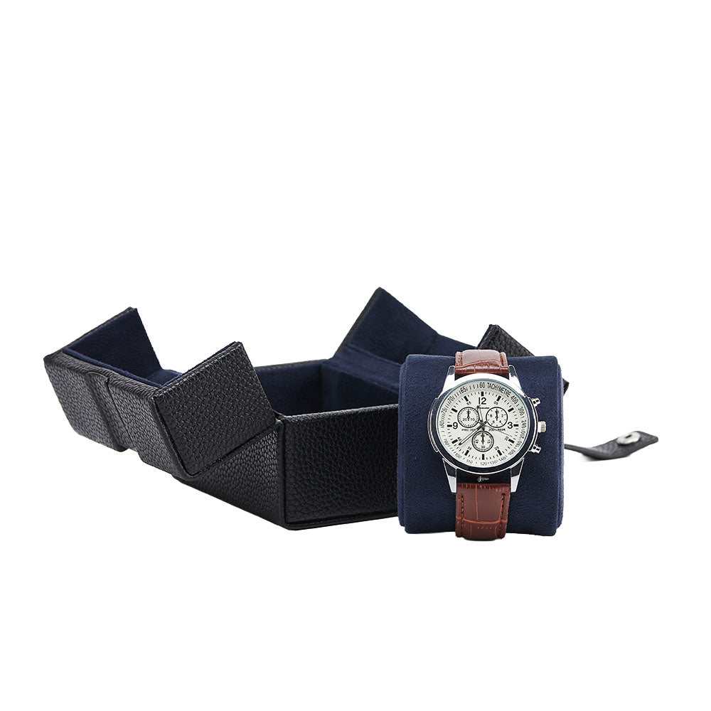 Oléron watch case unfolded flat with removable cushion and watch