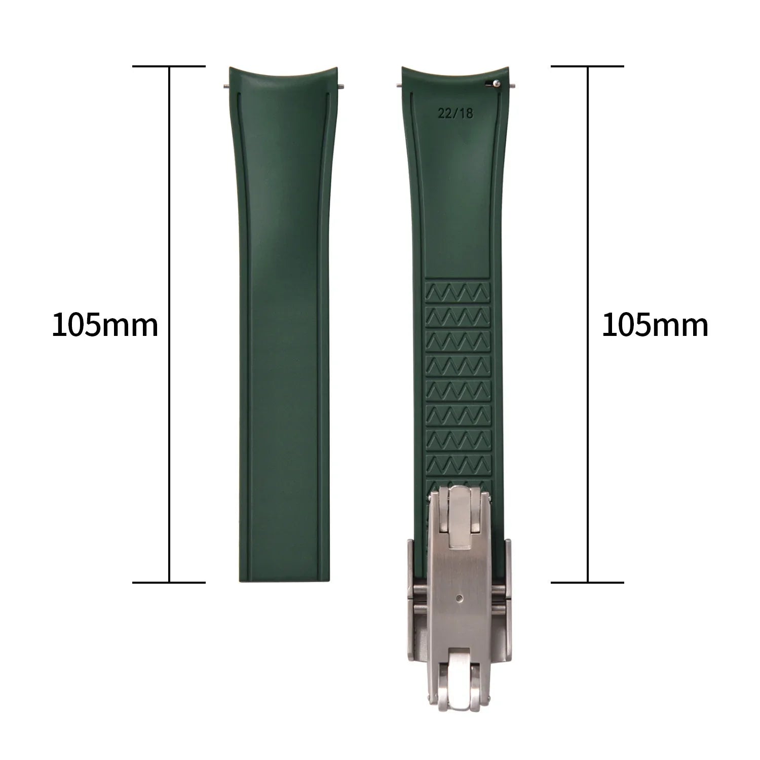 KronoKeeper curved adjustable Rubber Strap with deployant clasp - Grey - view 9