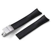 KronoKeeper curved adjustable Rubber Strap with deployant clasp - Black - rubber watch strap