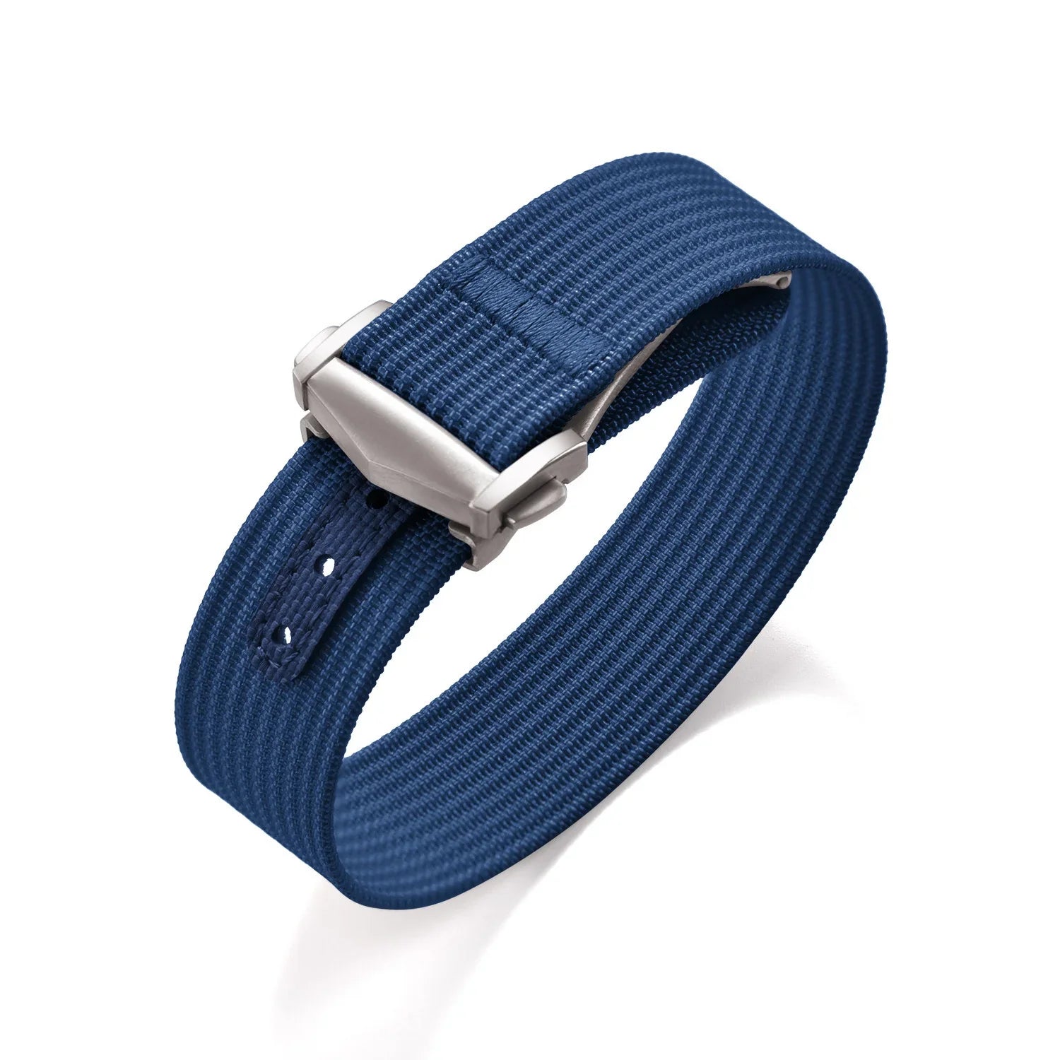 KronoKeeper ribbed nato strap with deployant buckle - navy Blue - NATO nylon watch strap