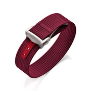 KronoKeeper ribbed nato strap with deployant buckle - Dark Red - NATO nylon watch strap