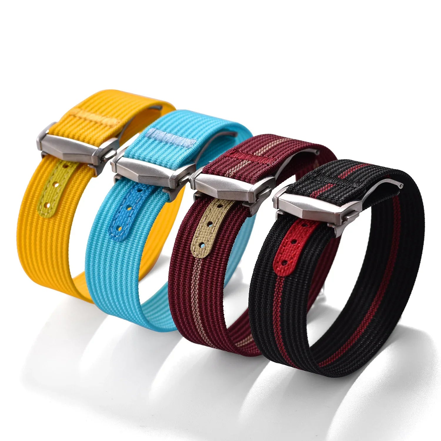 KronoKeeper ribbed nato strap with deployant buckle - Dark Red - view 3