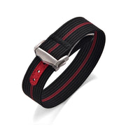 KronoKeeper ribbed nato strap with deployant buckle - Black/Red - NATO nylon watch strap