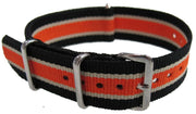 NATO watch strap Black/orange/White - NATO nylon watch strap