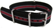 NATO watch strap black/red/grey - NATO nylon watch strap