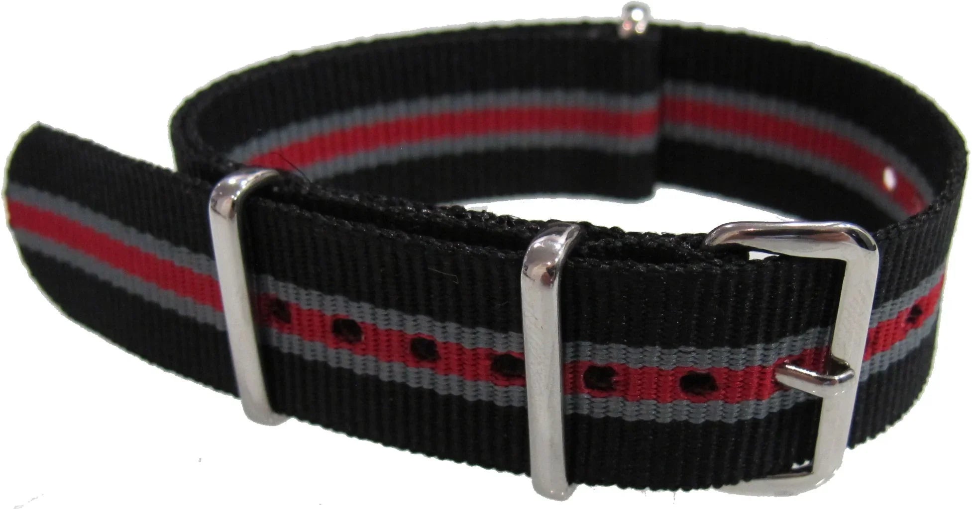 NATO watch strap black/red/grey - NATO nylon watch strap