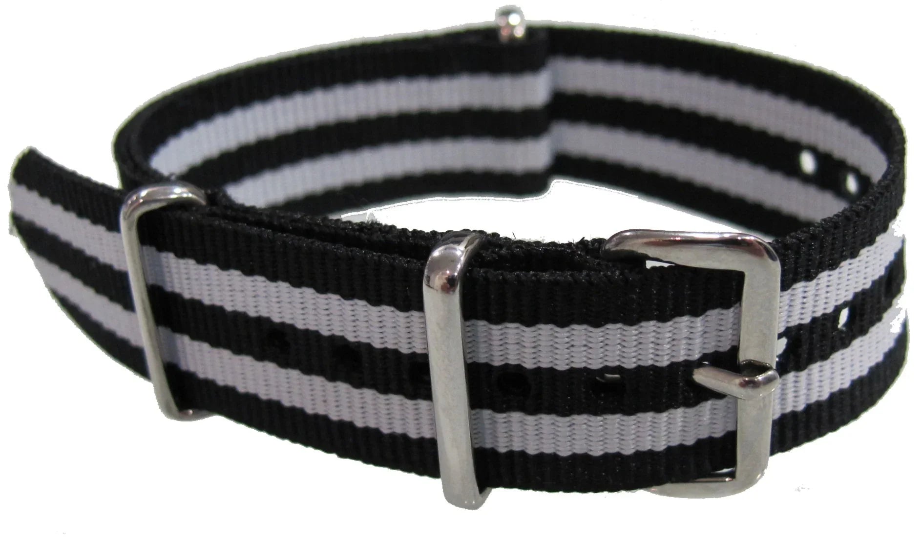 NATO watch strap Black/White - NATO nylon watch strap