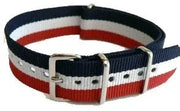 NATO watch strap Blue/White/Red - NATO nylon watch strap