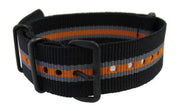 NATO watch strap Black/Grey/Orange PVD - NATO nylon watch strap