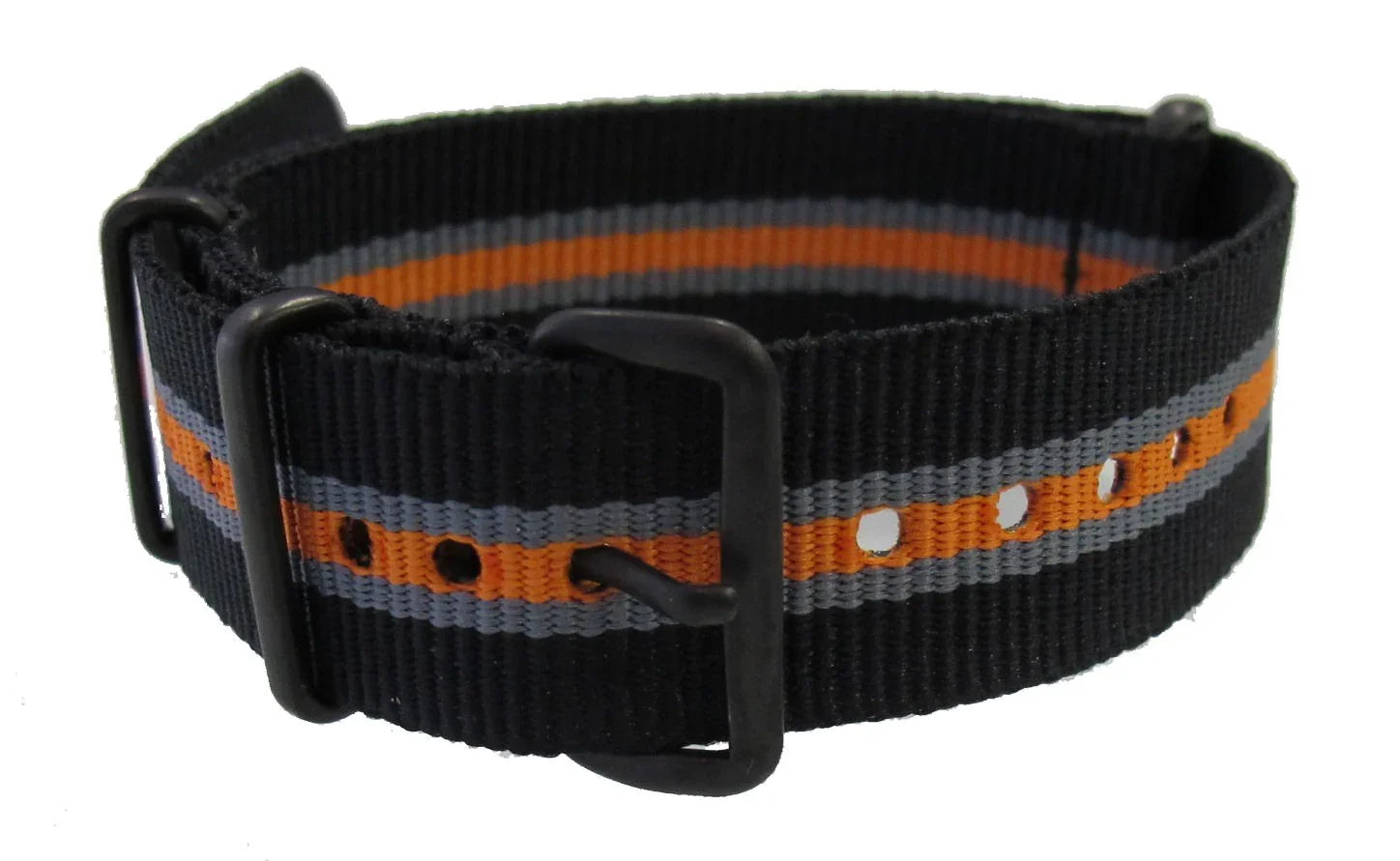 NATO watch strap Black/Grey/Orange PVD - NATO nylon watch strap
