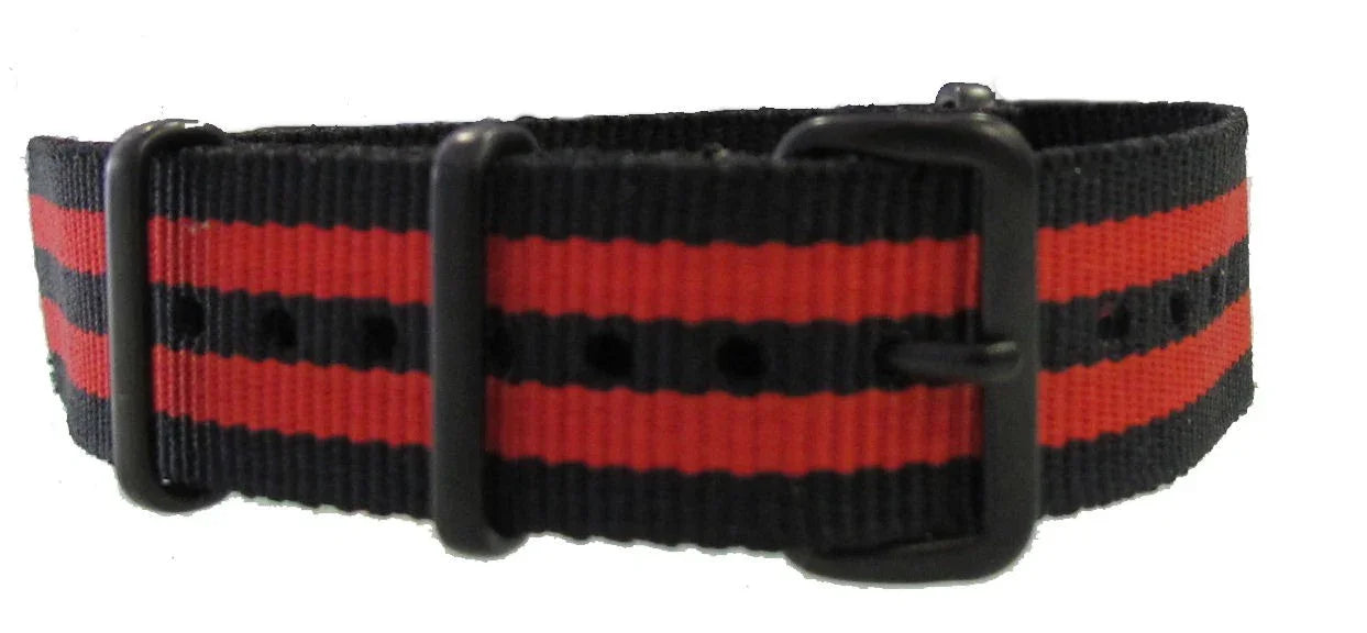 NATO watch strap Black/Red PVD - NATO nylon watch strap