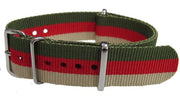 NATO watch strap Sand/Red/Green - NATO nylon watch strap