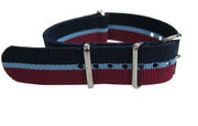 NATO watch strap Dark Blue/Light Blue/Maroon - NATO nylon watch strap