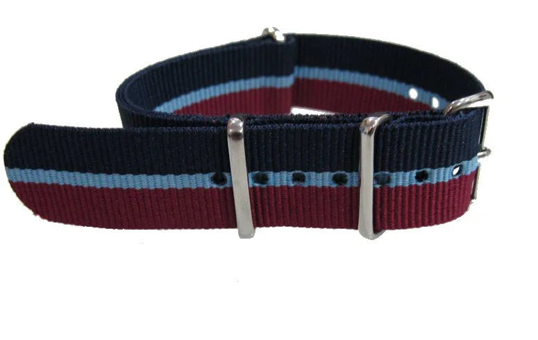 NATO watch strap Dark Blue/Light Blue/Maroon - NATO nylon watch strap