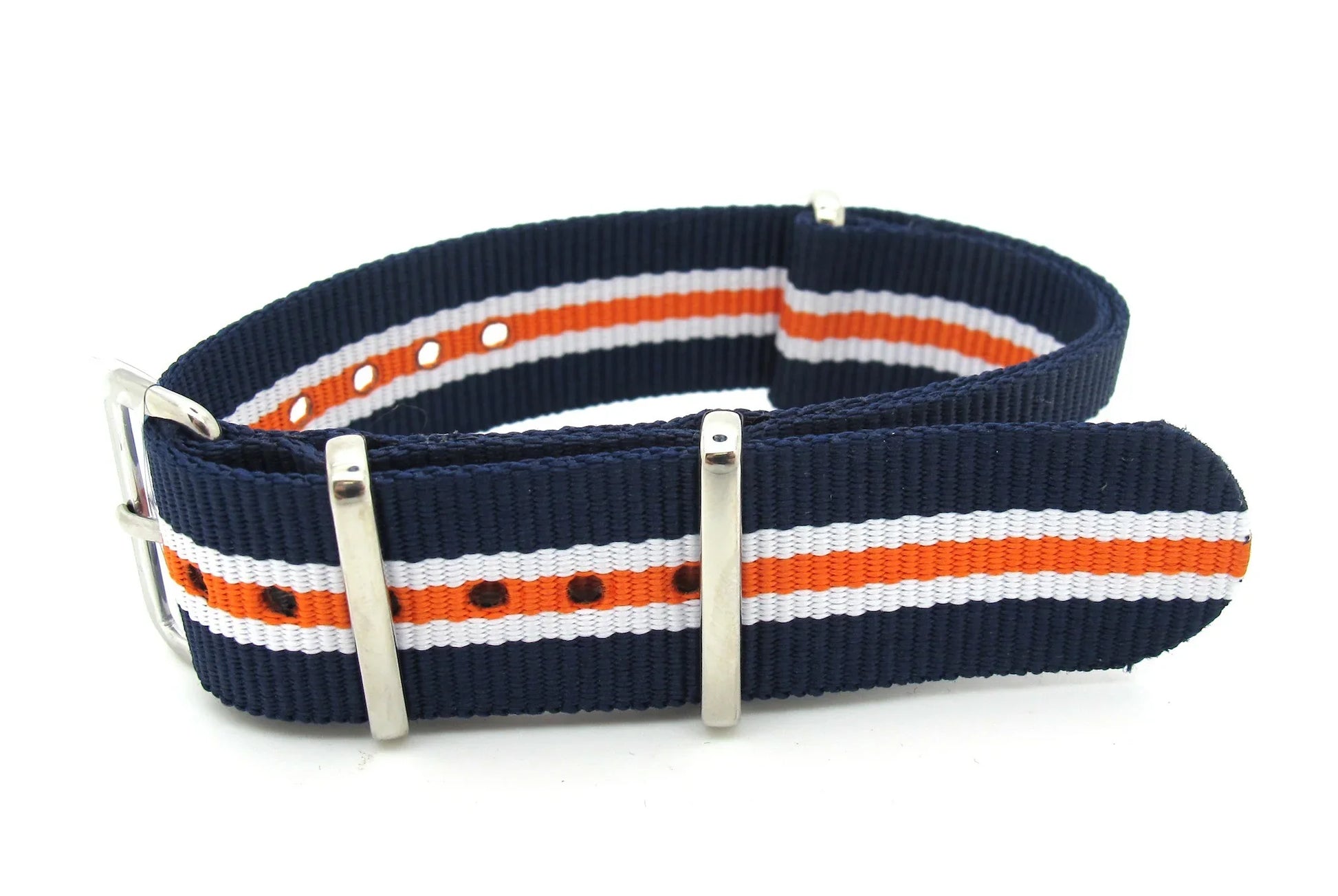 NATO watch strap Blue/White/Orange - NATO nylon watch strap