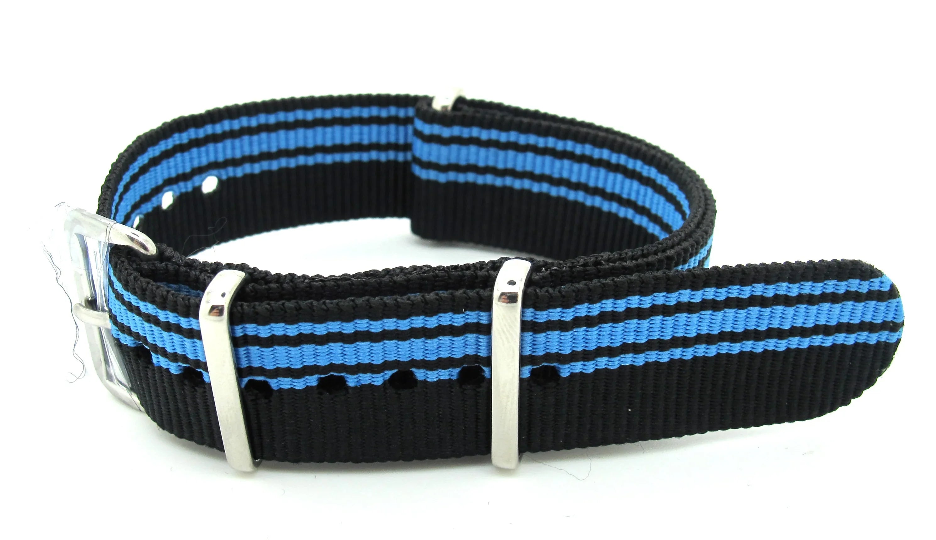 NATO watch strap Black/Light Blue - NATO nylon watch strap