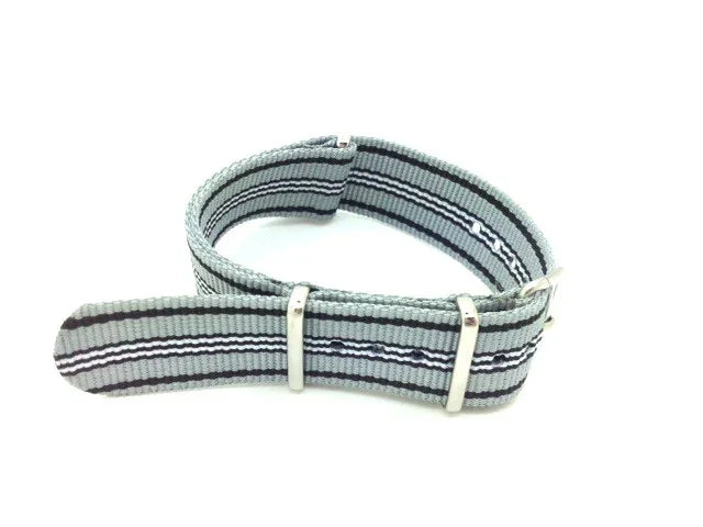 NATO watch strap Grey/Black/White - NATO nylon watch strap