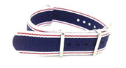 NATO watch strap White/Red/Blue - NATO nylon watch strap