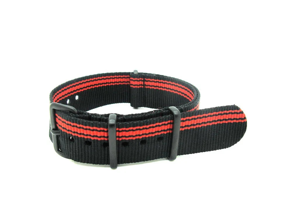 NATO watch strap Black/Red PVD - NATO nylon watch strap