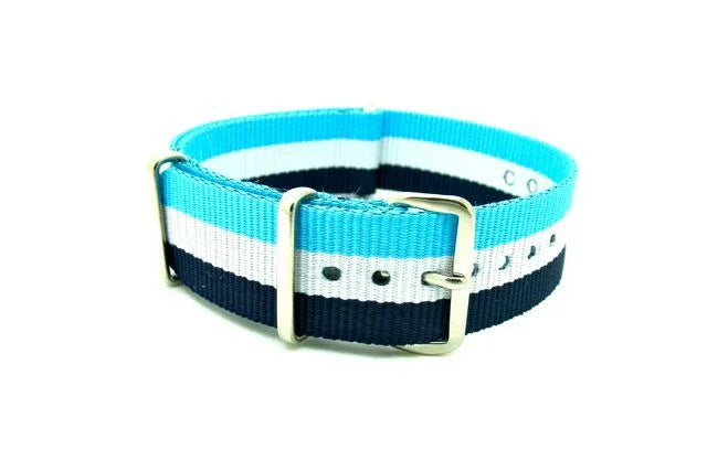 NATO watch strap Navy/White/Blue - NATO nylon watch strap