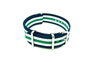 NATO watch strap Navy/White/Green - NATO nylon watch strap