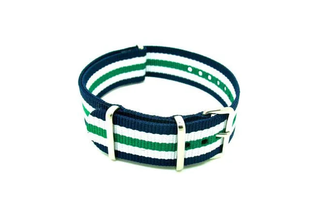 NATO watch strap Navy/White/Green - NATO nylon watch strap