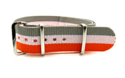NATO watch strap Grey/White/Orange - NATO nylon watch strap