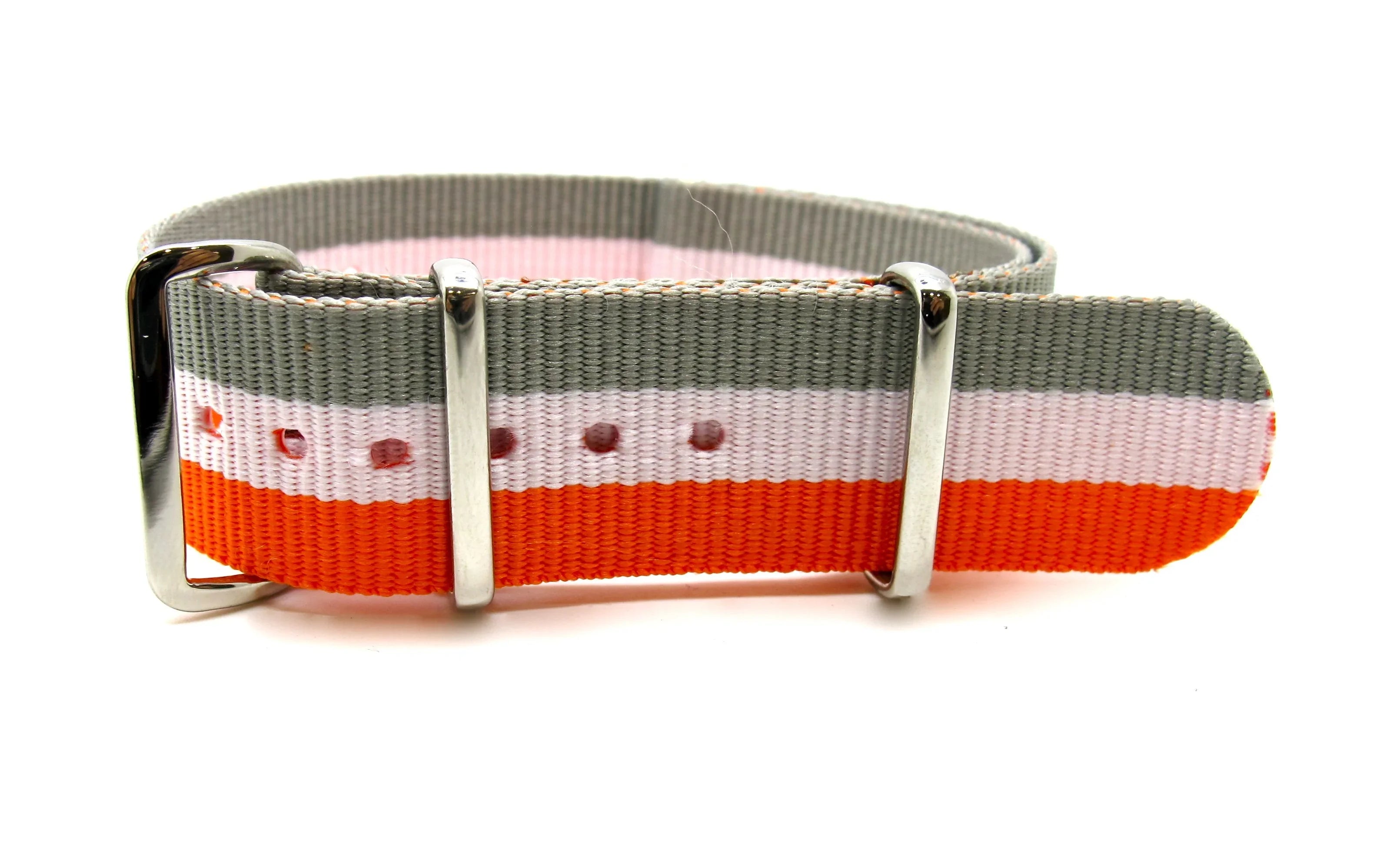 NATO watch strap Grey/White/Orange - NATO nylon watch strap