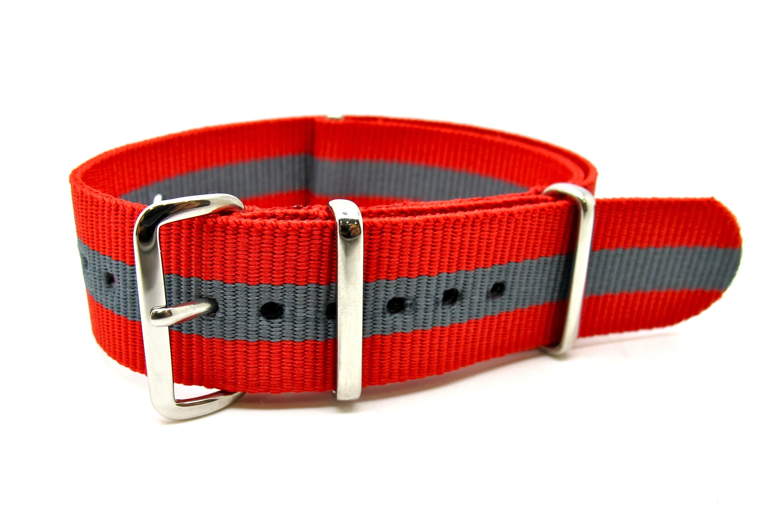NATO watch strap Red/Grey - NATO nylon watch strap