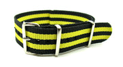 NATO watch strap Black/Yellow - NATO nylon watch strap