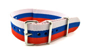 NATO watch strap White/Blue/Red - NATO nylon watch strap