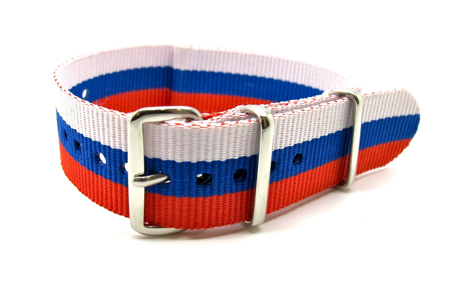 NATO watch strap White/Blue/Red - NATO nylon watch strap