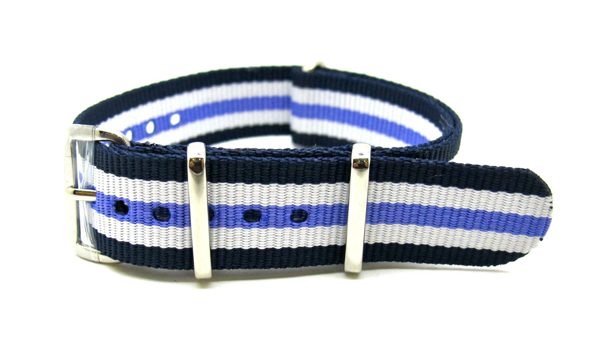 NATO watch strap Navy/White/Purple - NATO nylon watch strap