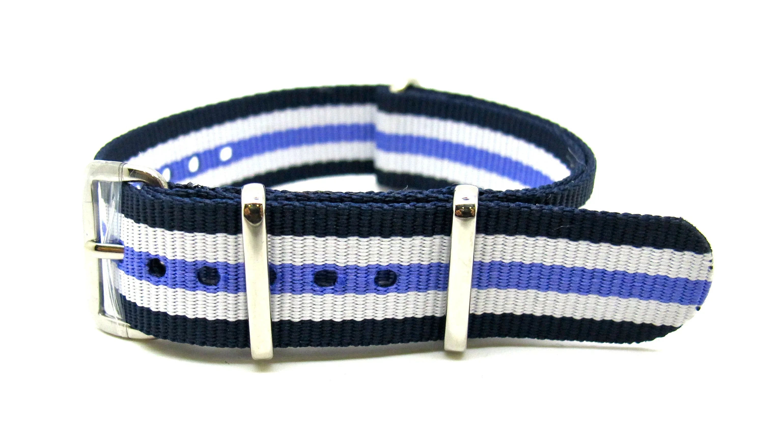 NATO watch strap Navy/White/Purple - NATO nylon watch strap