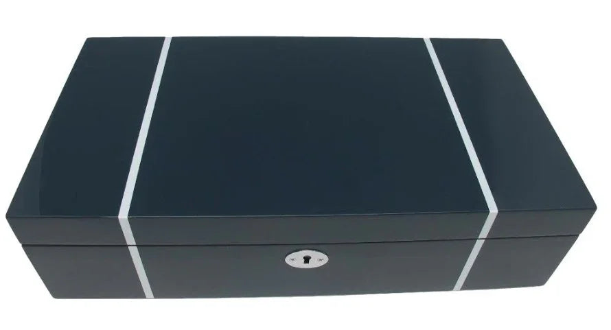 Kronokeeper watch box in blue lacquered oak wood for 10 watches﻿ - detail