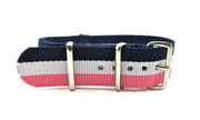 NATO watch strap Navy/White/Pink - NATO nylon watch strap