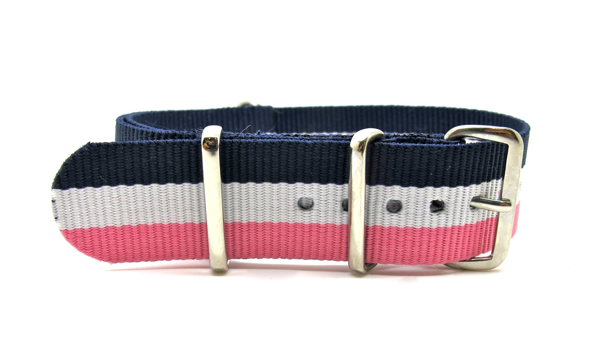 NATO watch strap Navy/White/Pink - NATO nylon watch strap