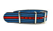 NATO watch strap Navy /Light Blue/Red "Martini" - NATO nylon watch strap